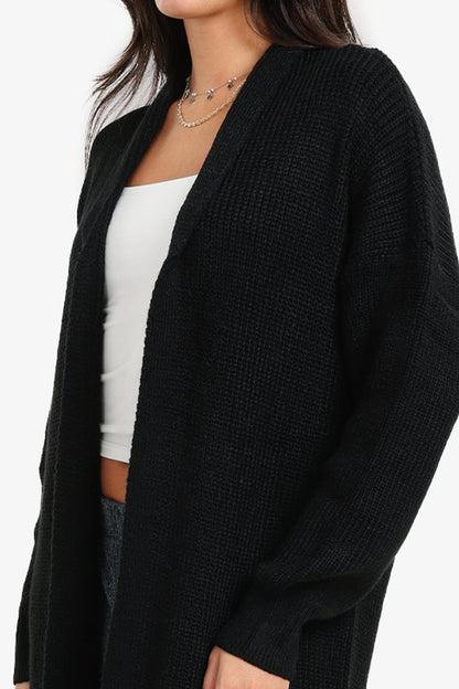 Acrylic Relaxed Knit Cardigan – Black