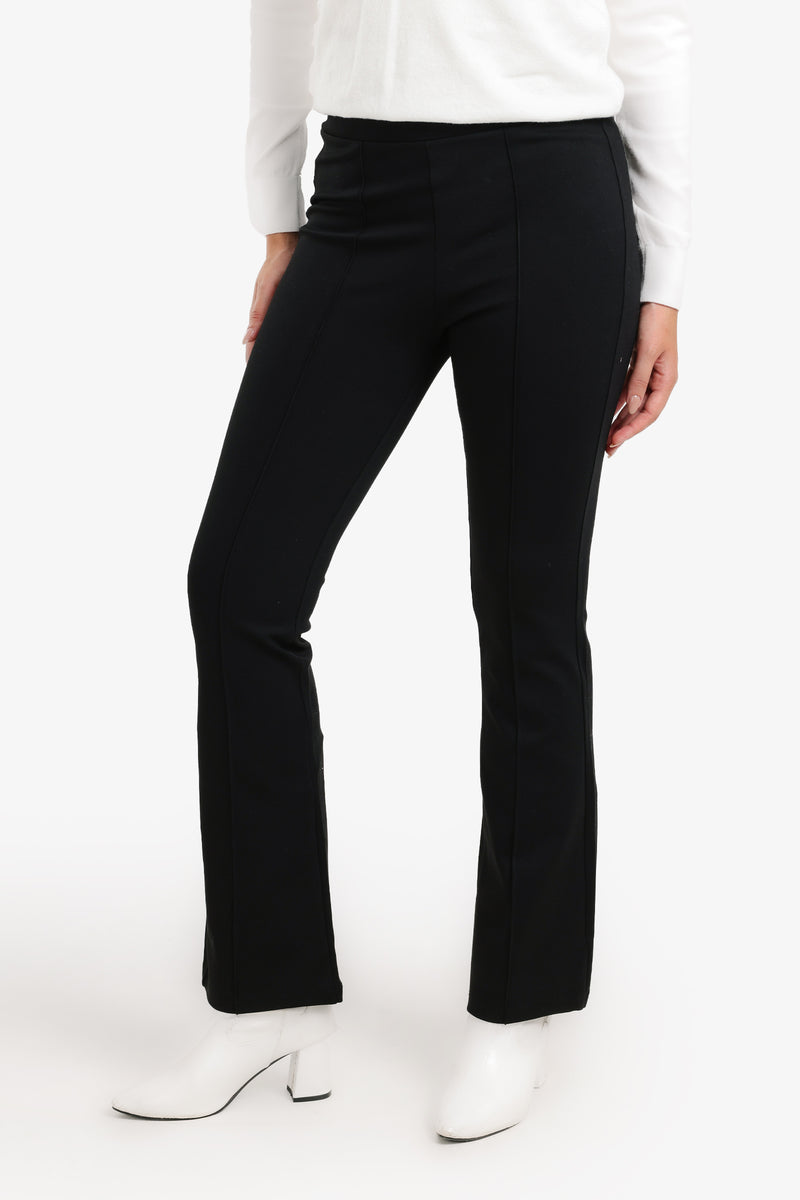 Jersey High-Waist Flare Pants – Black