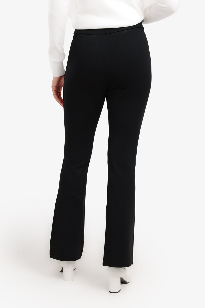 Jersey High-Waist Flare Pants – Black