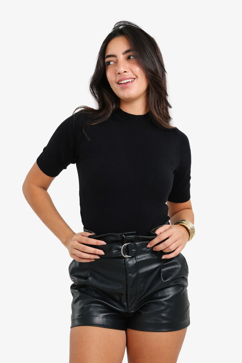 Polyamide Short Sleeve Pullover – Black