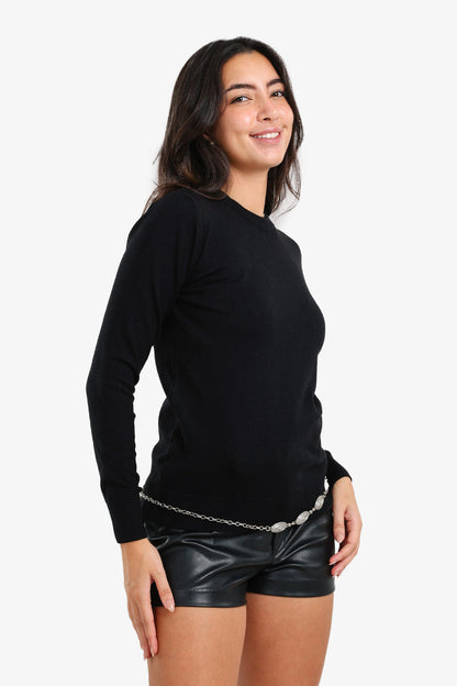 Polyamide Crew Neck Pullover – Black