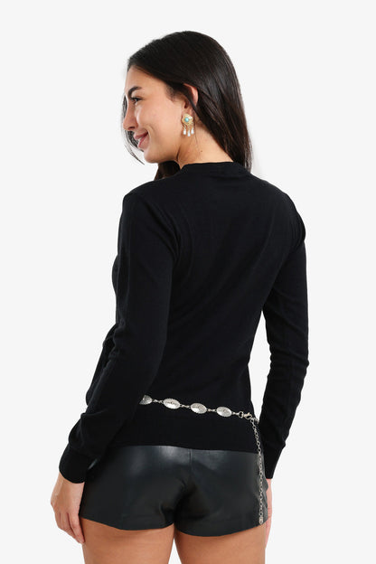 Polyamide Crew Neck Pullover – Black