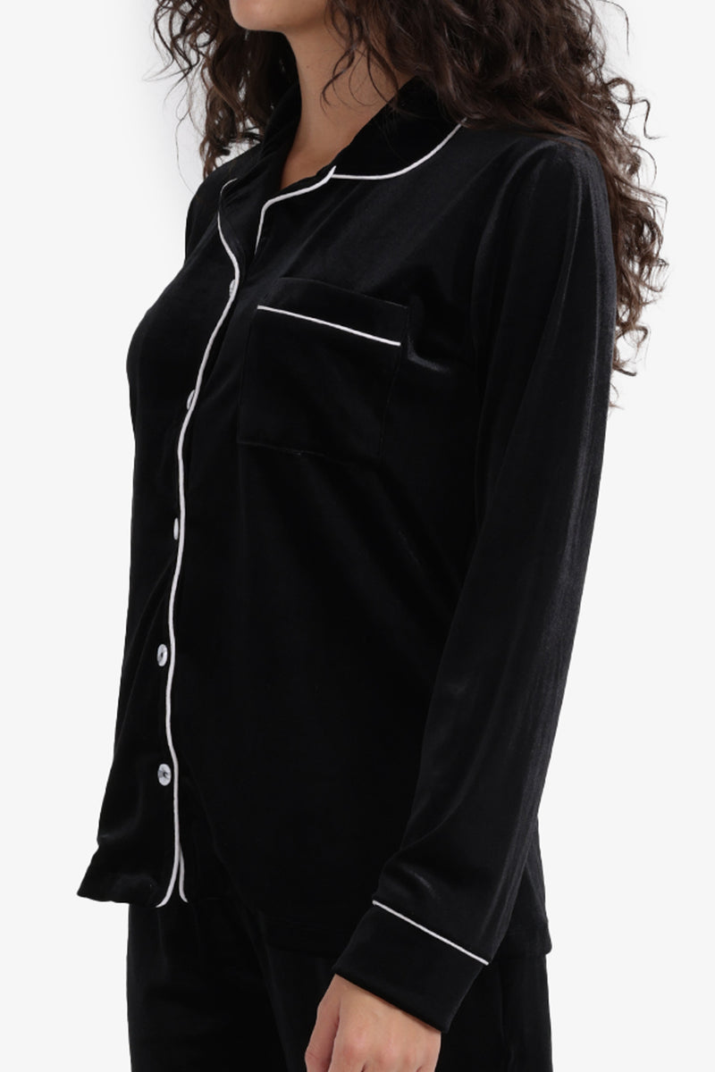 Velvet Pyjama Set – Black