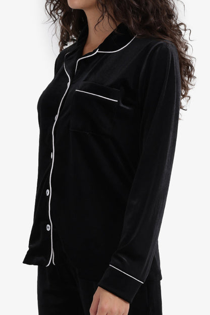Velvet Pyjama Set – Black