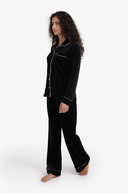 Velvet Pyjama Set – Black