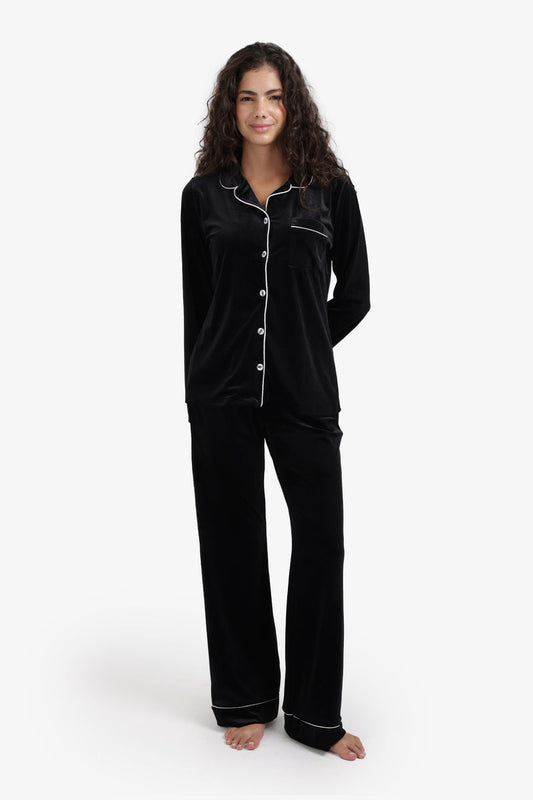 Velvet Pyjama Set – Black