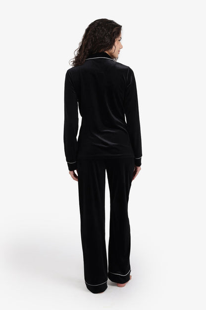 Velvet Pyjama Set – Black