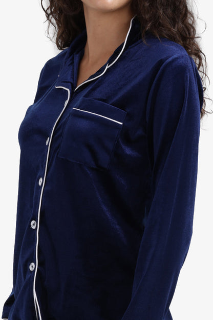Velvet Pyjama Set – Navy