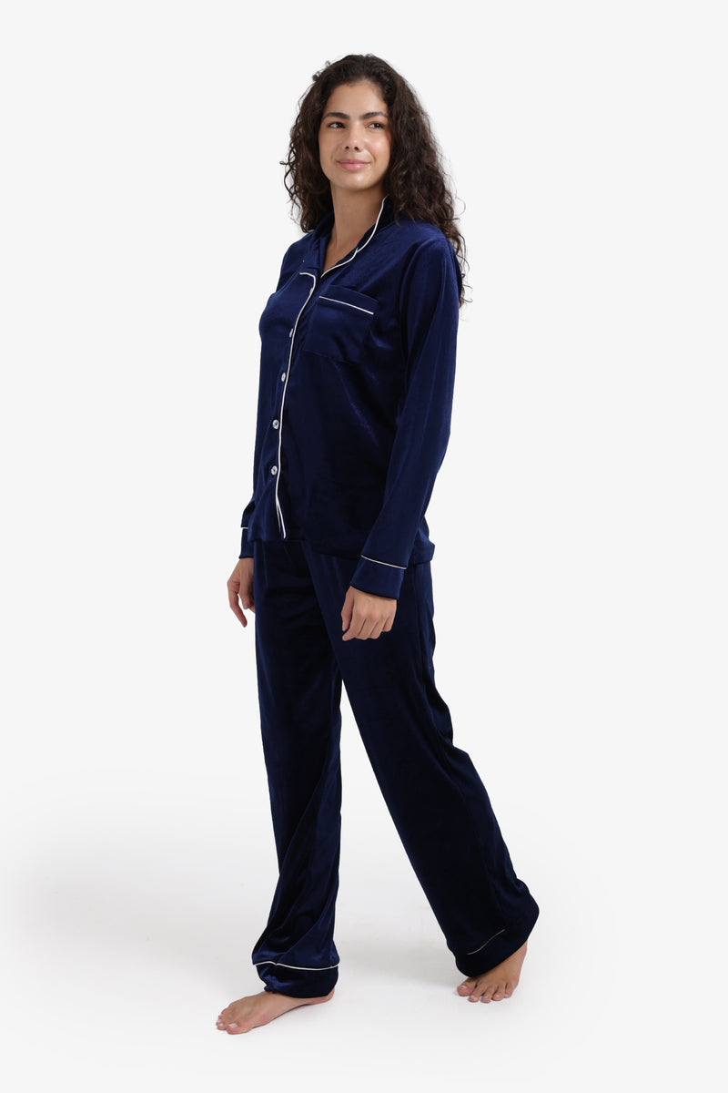 Velvet Pyjama Set – Navy