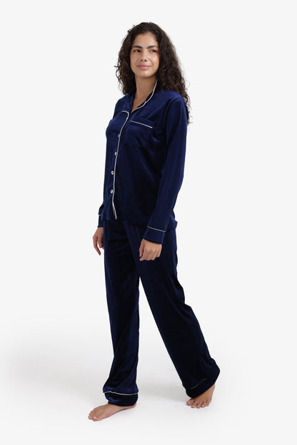 Velvet Pyjama Set – Navy