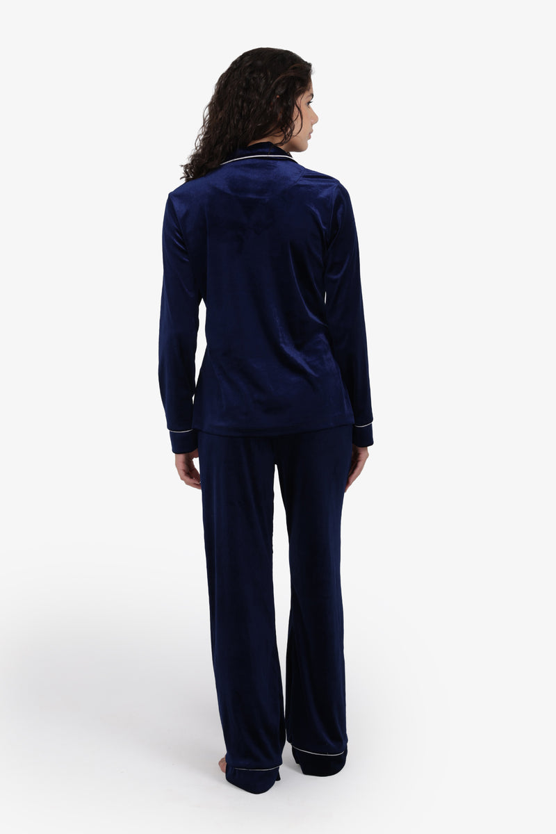 Velvet Pyjama Set – Navy