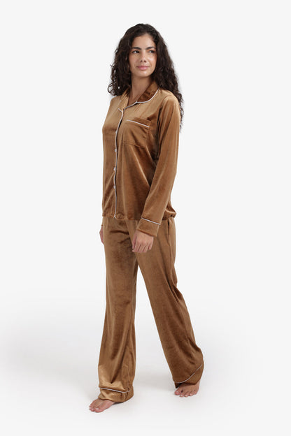 Velvet Pyjama Set – Caramel