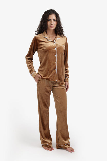 Velvet Pyjama Set – Caramel