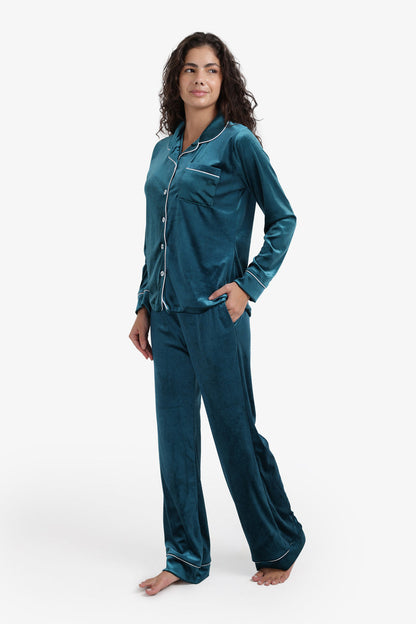 Velvet Pyjama Set – Dark Aqua