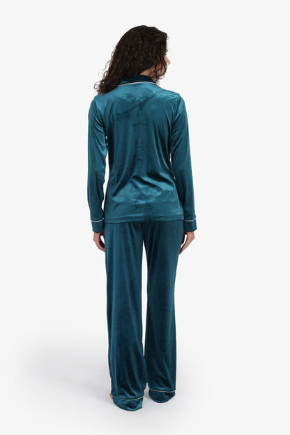Velvet Pyjama Set – Dark Aqua