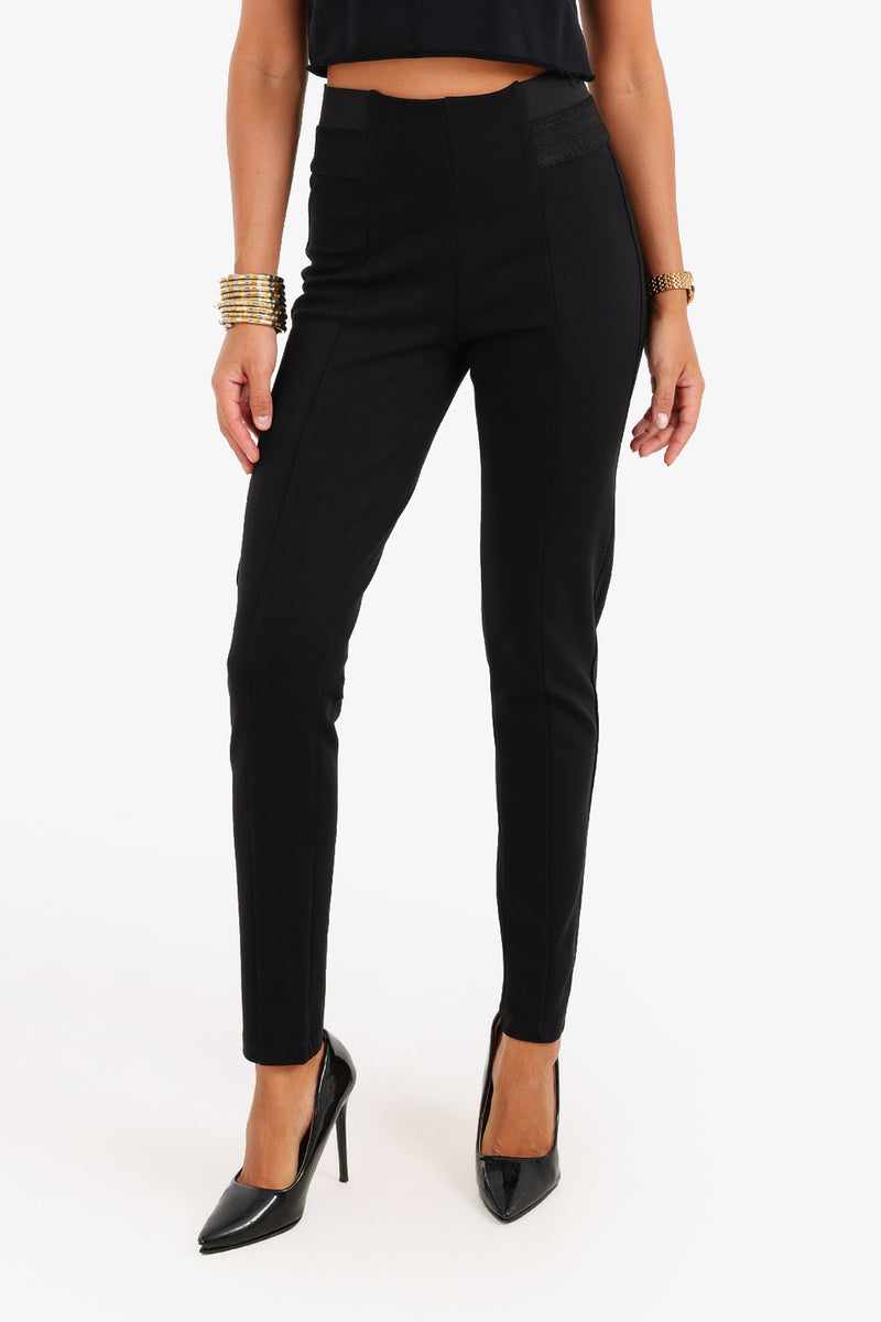 Cotton High-Waisted Skinny Leggings – Black
