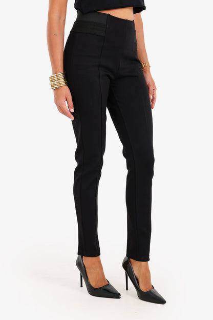 Cotton High-Waisted Skinny Leggings – Black