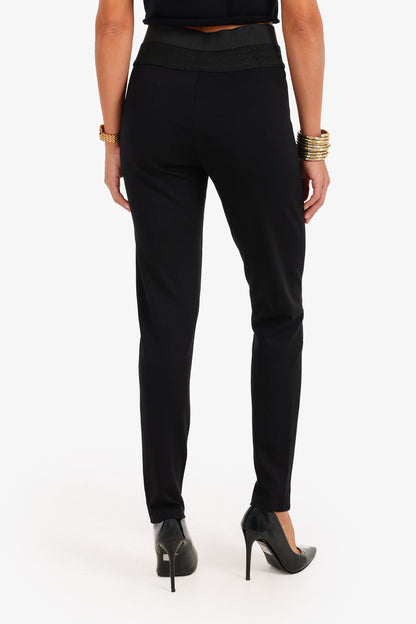 Cotton High-Waisted Skinny Leggings – Black