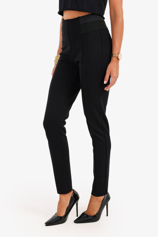 Cotton High-Waisted Skinny Leggings – Black