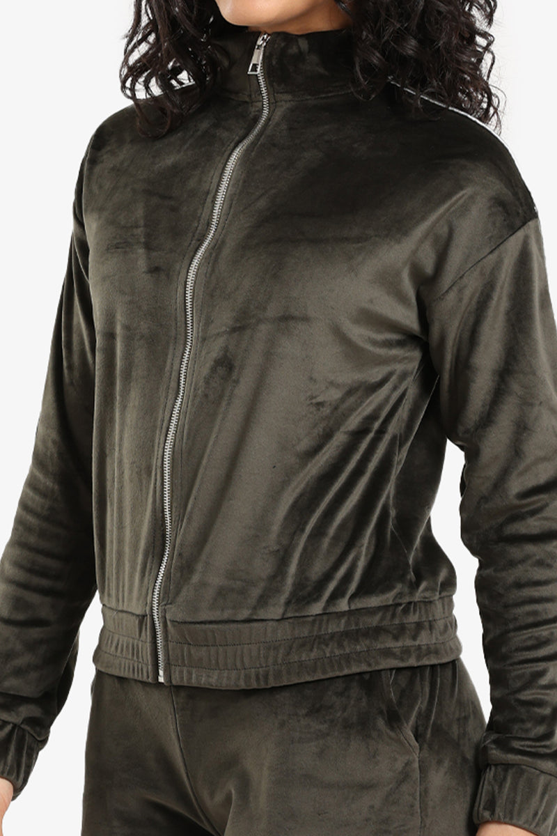 Velvet Solid Pajama Set – Dark Khaki