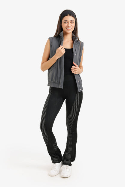 Polyester Solid Padded Sleeveless Vest – Dark Grey