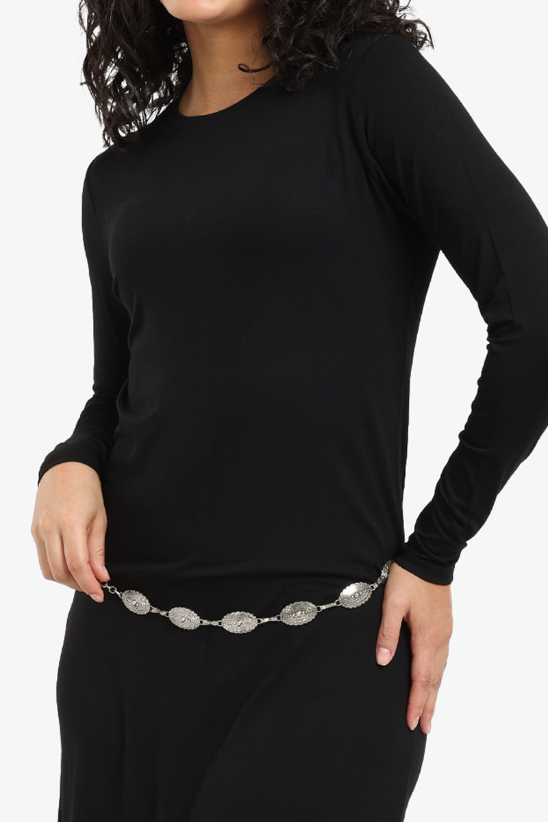 Viscose Blend Plain Knitted Long Dress – Black