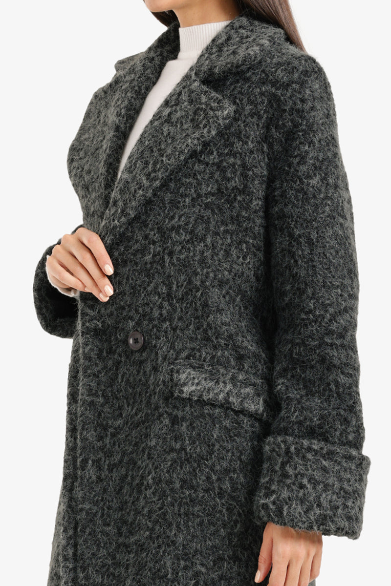 French Terry Coat with Notch Collar – Grey