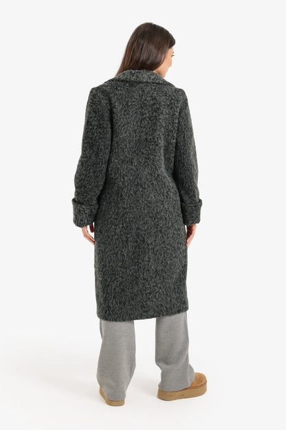 French Terry Coat with Notch Collar – Grey