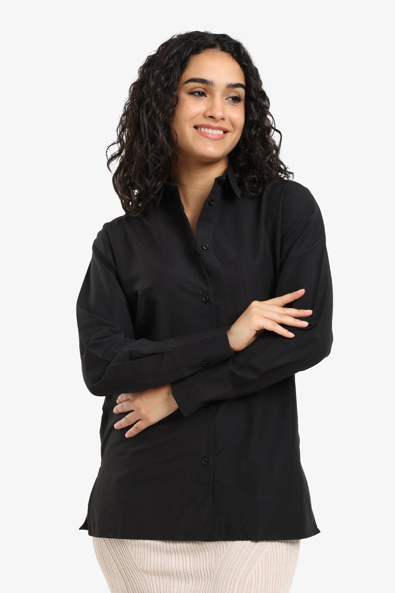 Poplin Solid Shirt - Black