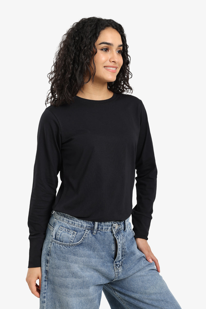 Cotton Solid T-Shirt - Black