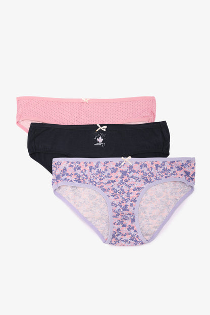 Pack of 3 Cotton Colored Bikini Panties – Multicolor