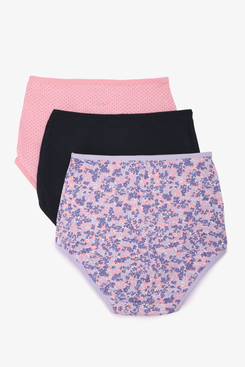 Pack of 3 Cotton Colored Full Brief Panties – Multicolor