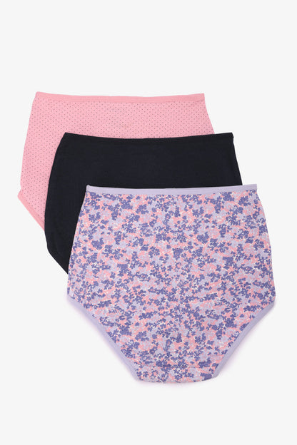 Pack of 3 Cotton Colored Full Brief Panties – Multicolor