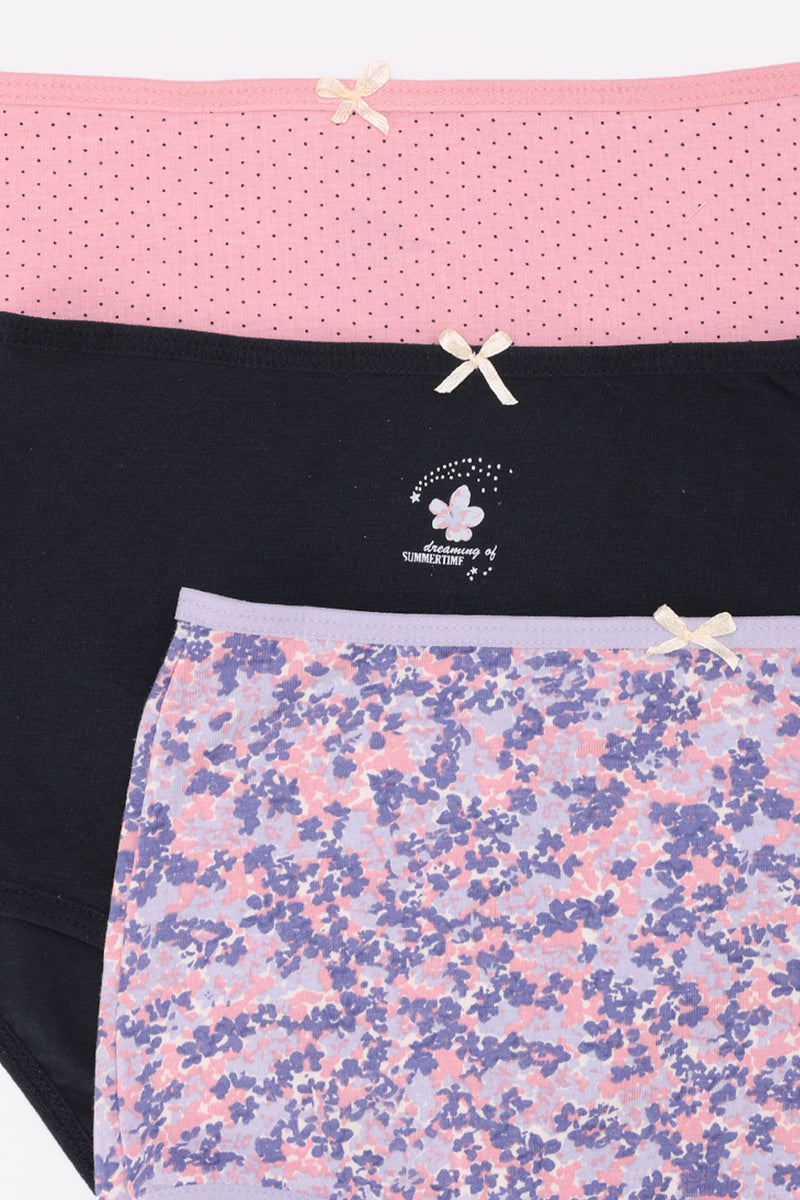 Pack of 3 Cotton Colored Full Brief Panties – Multicolor