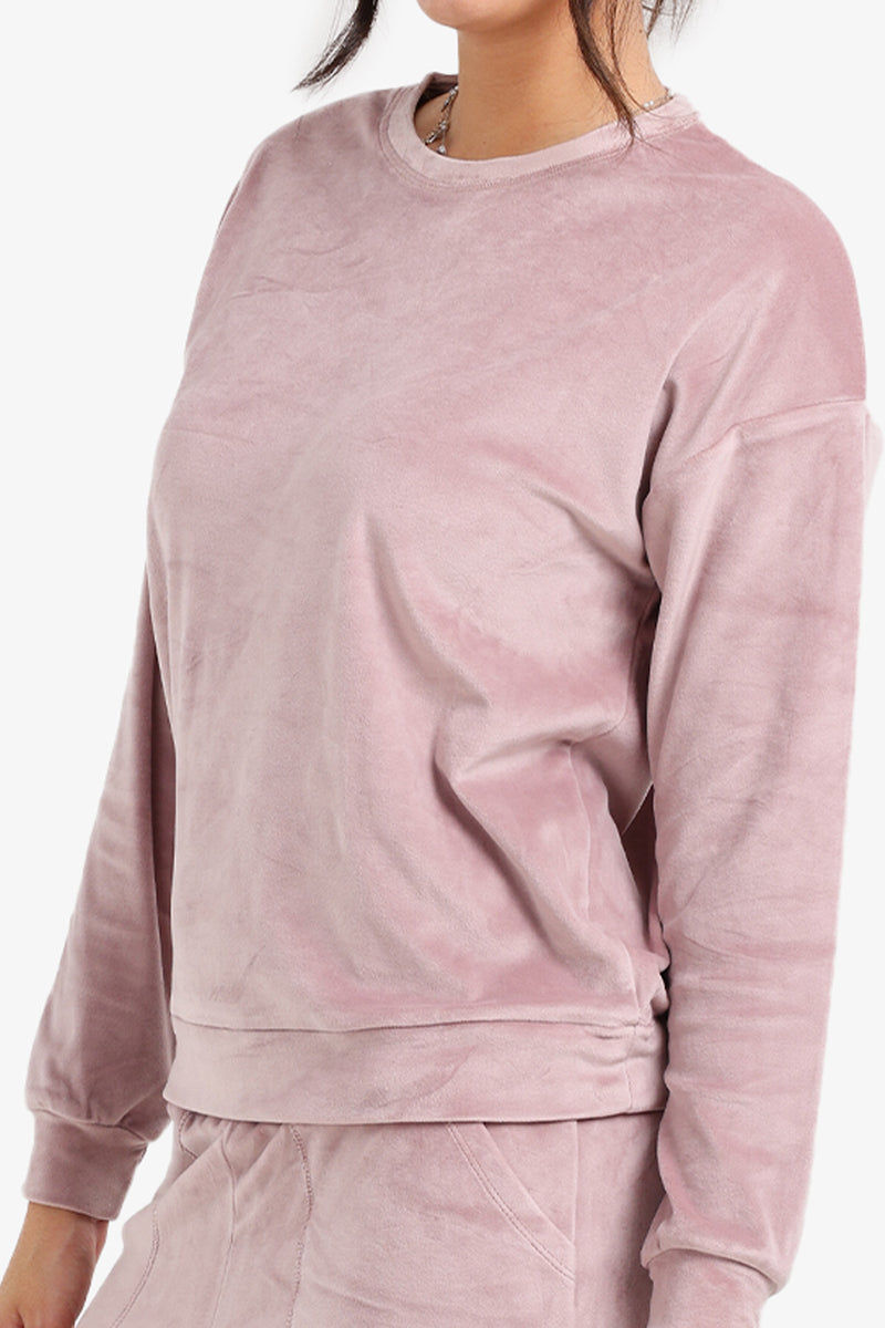 Velvet Solid Pajama Set – Dusty Pink