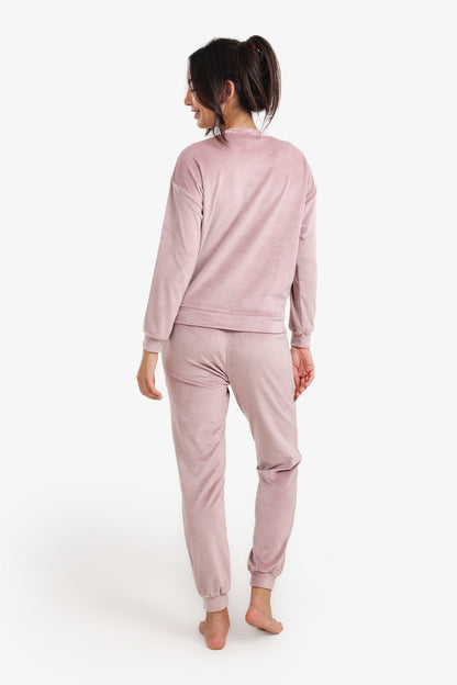 Velvet Solid Pajama Set – Dusty Pink