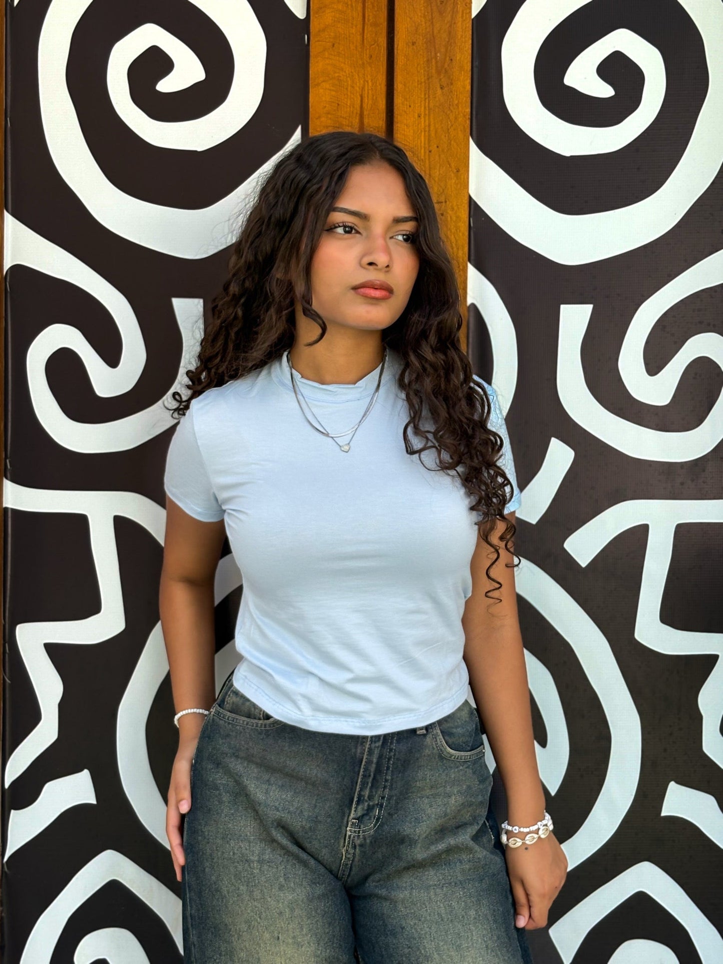 Cotton Basic Fitted T-Shirt – Baby Blue