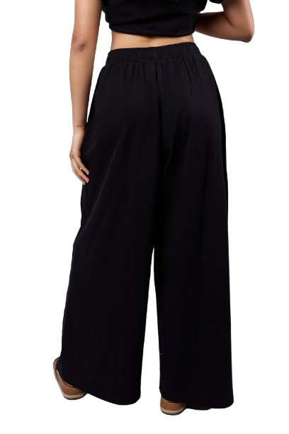 Flowing Wide-Leg Pants - Black