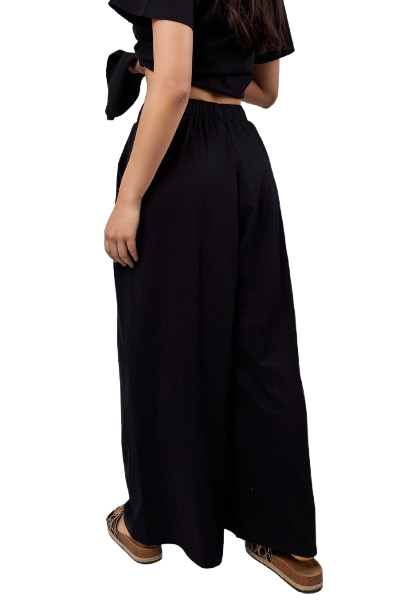Flowing Wide-Leg Pants - Black