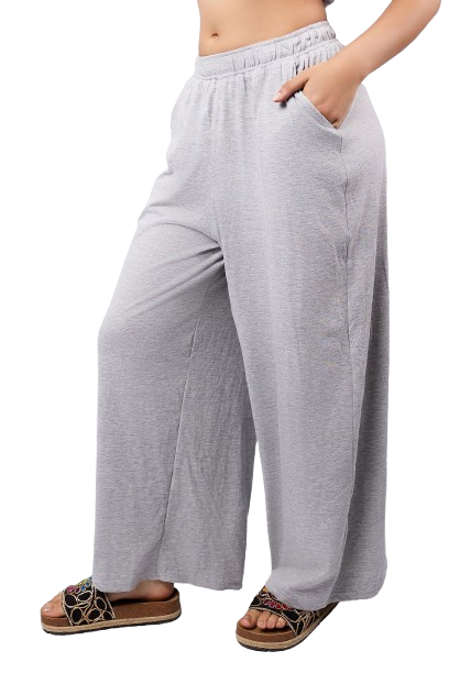 Flowing Wide-Leg Pants - Grey