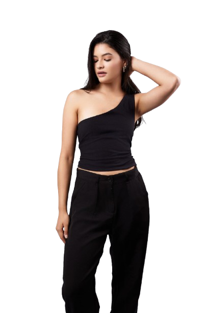 Double Layered One Shoulder Body - Black