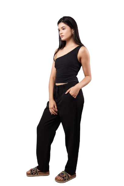 Double Layered One Shoulder Body - Black