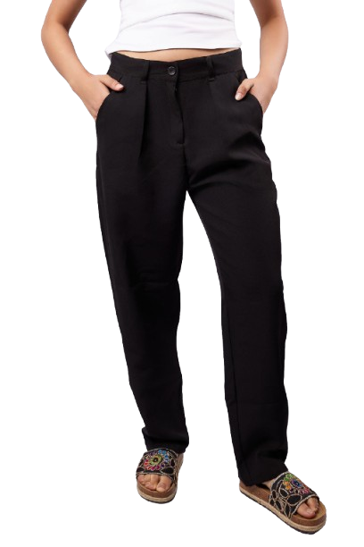 High-Waisted Classic Pants - Black