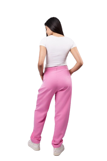 High-Waisted Classic Pants - Pink