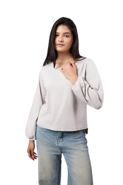 Basic Long-Sleeved Top - Grey