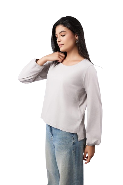 Basic Long-Sleeved Top - Grey