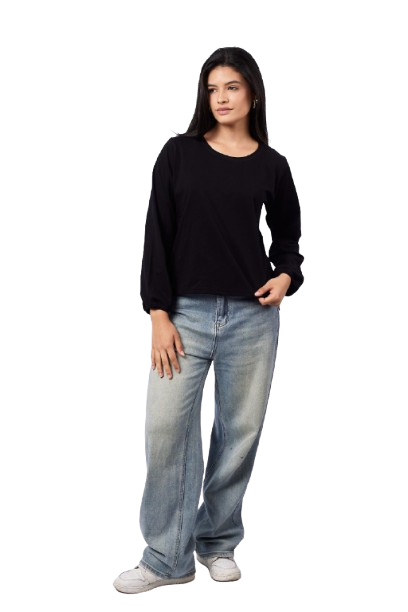 Basic Short-Sleeved Top - Black