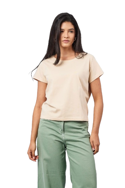Basic Short-Sleeved Top - Beige