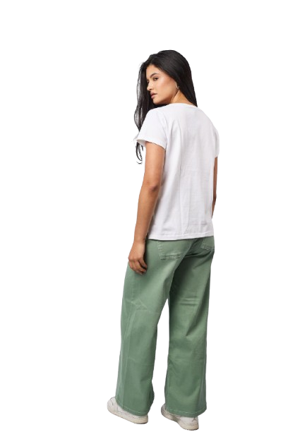 Relaxed Wide-Leg Pants - Light Olive Green