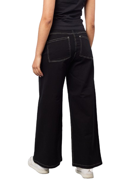 Relaxed Wide-Leg Pants - Black